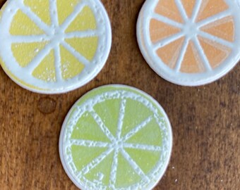 12 Paper Orange, Lemon, and Lime Slices Hand Stamped for Cards, Journals, and Mixed Media