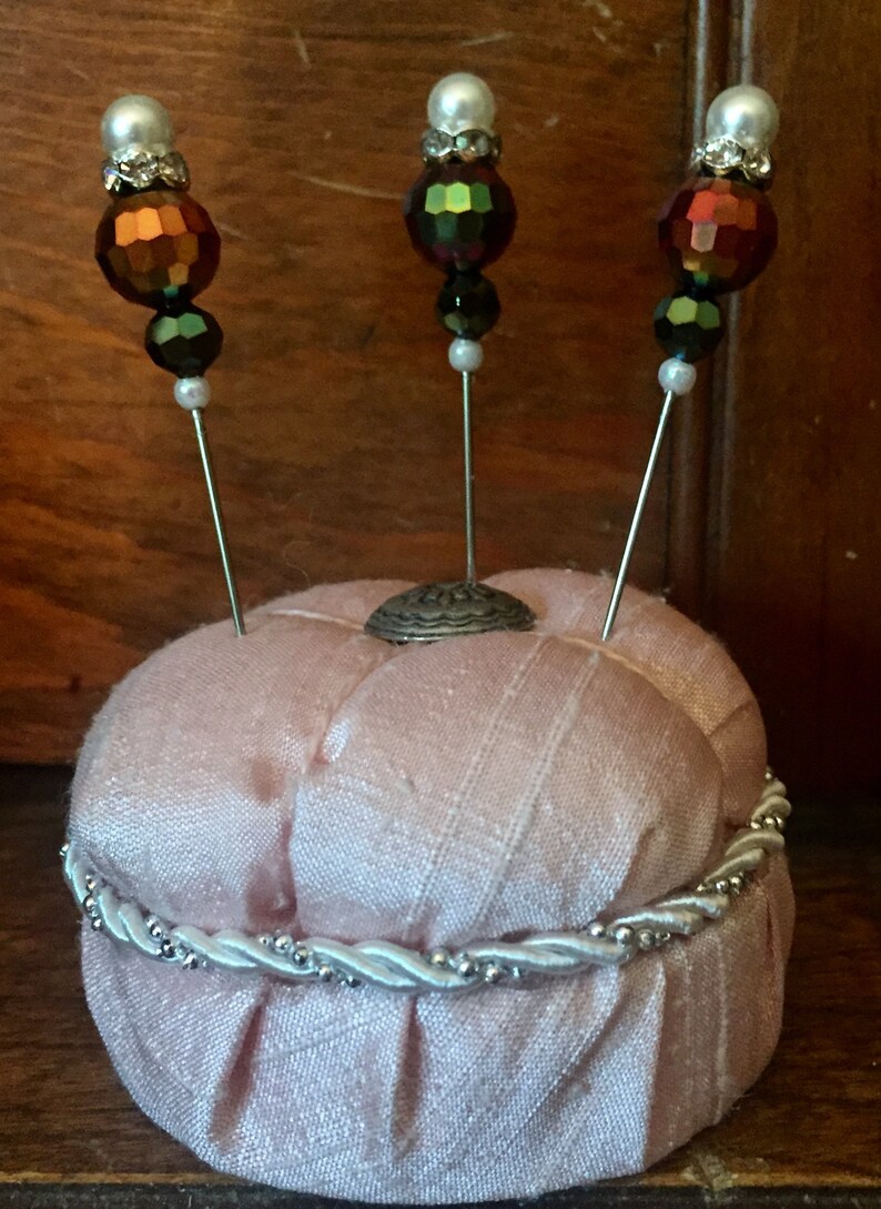Pin Cushion With Victorian Style Stick Pins Etsy