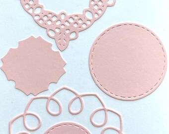 5 Pink Paper Shapes for Cards, Journals, and Mixed Media
