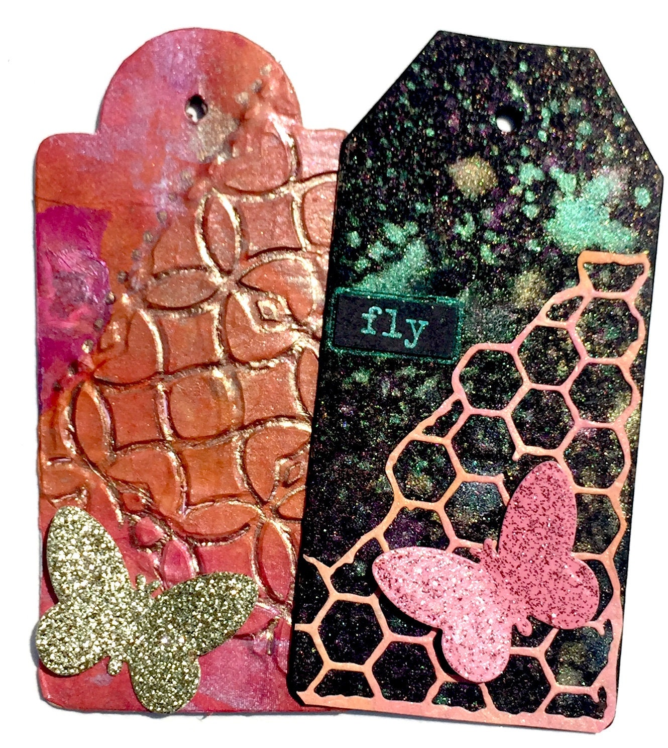 Artist Gift Tags Mixed Media Handmade Butterflies in Glitter - Etsy