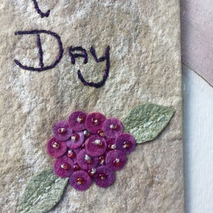 CLEARANCE Mother’s Day  ATC Card or Gift Tag  of Painted Cotton and Embroidery