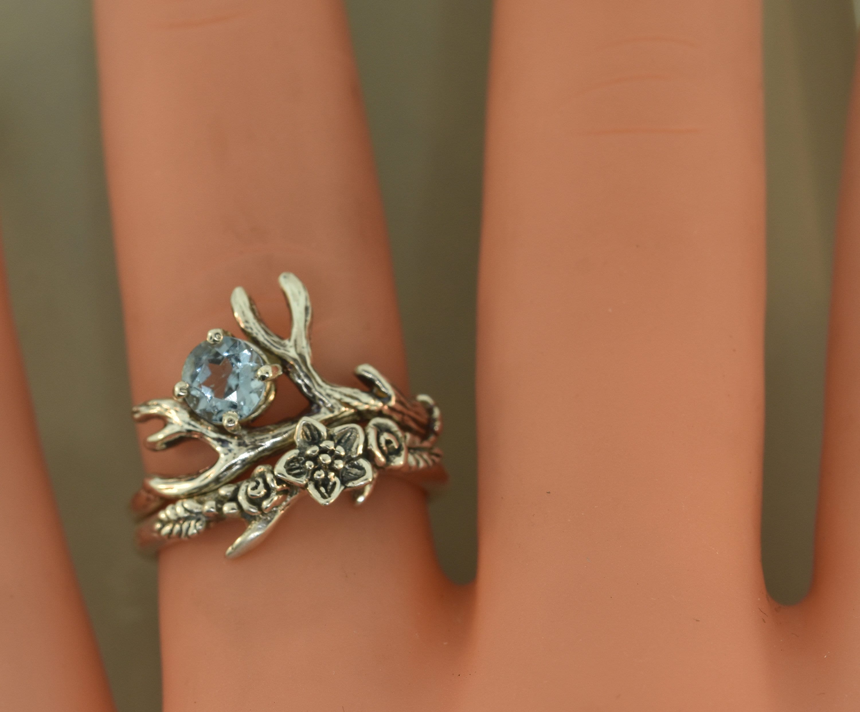 Antler 2, flower band, twig band alternative engagement ring, antler