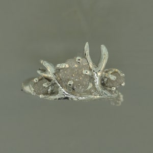 For Angie Antler Sterling Silver Ring: Three Stone Antler Ring Alternative Engagement Ring