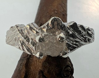 Avalanche,Mountain ring, sculpted mountain ring, Mountain Jewelry, landscape ring, raw stone ring, raw diamond ring, raw diamond ring,