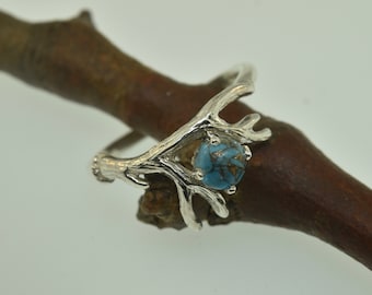 Turquoise  Antler Ring 2, Sterling Silver Antler ring, Alternative Engagement ring, Twig Ring,  Antler Ring, Turquoise ring, deer antler