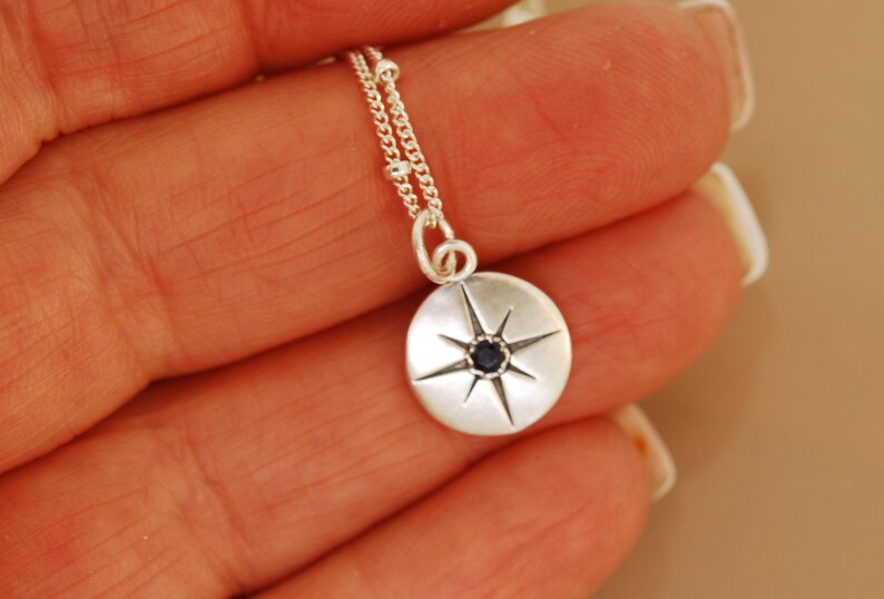 Compass Rose With Sapphire Necklace Etsy