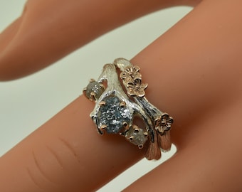 Betweeen The Branches , Rough Diamond Ring, Alternative Engagement ring, Twig engagement, Ring, Raw Diamond Ring,stack ring, raw stone ring,