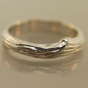 Mens Wedding Band, Branch Texture Band, Twig Ring, Sterling Branch Ring, Alternative Wedding Band
