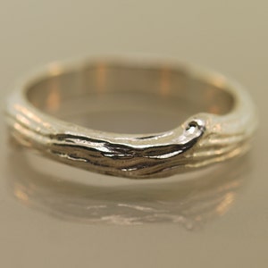 Mens Wedding Band, Branch Texture Band, Twig Ring, Sterling Branch Ring, Alternative Wedding Band