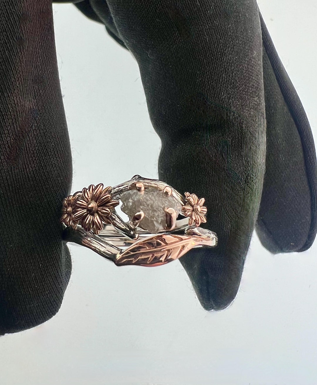 The Debra: 14k Gold Daisy Raw Diamond Twig Engagement Ring - Etsy