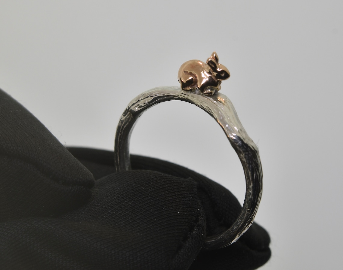 Rose Gold Bunny Ring: Sterling Silver Branch Band, Alternative ...