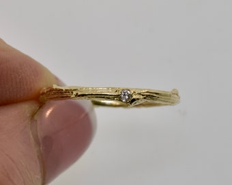 Real Twig band, gold twig band, diamond band, rose gold band, white gold band,  alternative engagement ring, bud branch band, twig band,