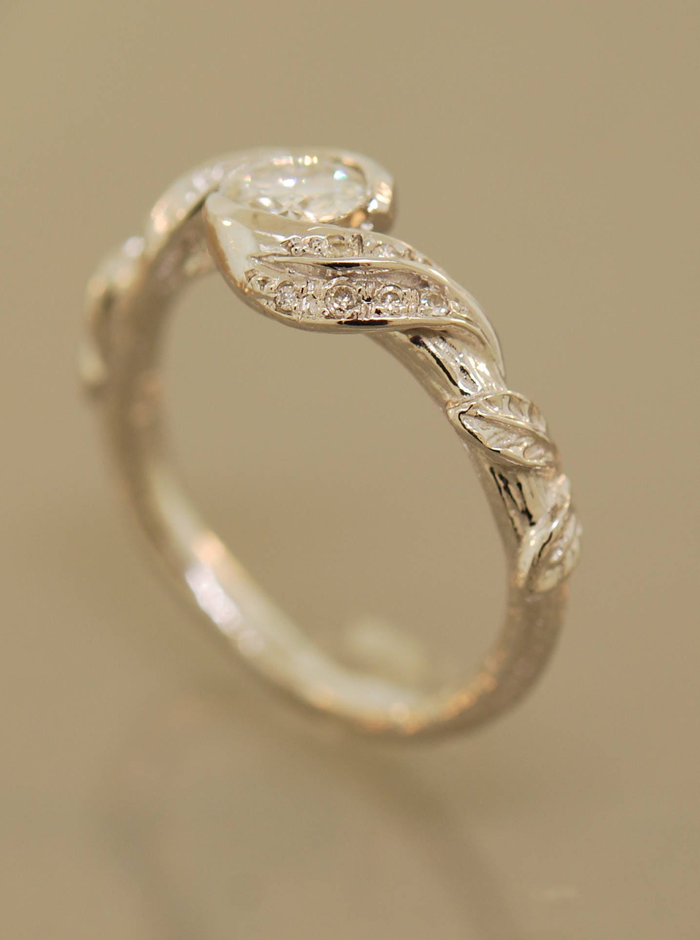 Engagement Ring Alternative Engagement Ring Leaf Engagement Etsy