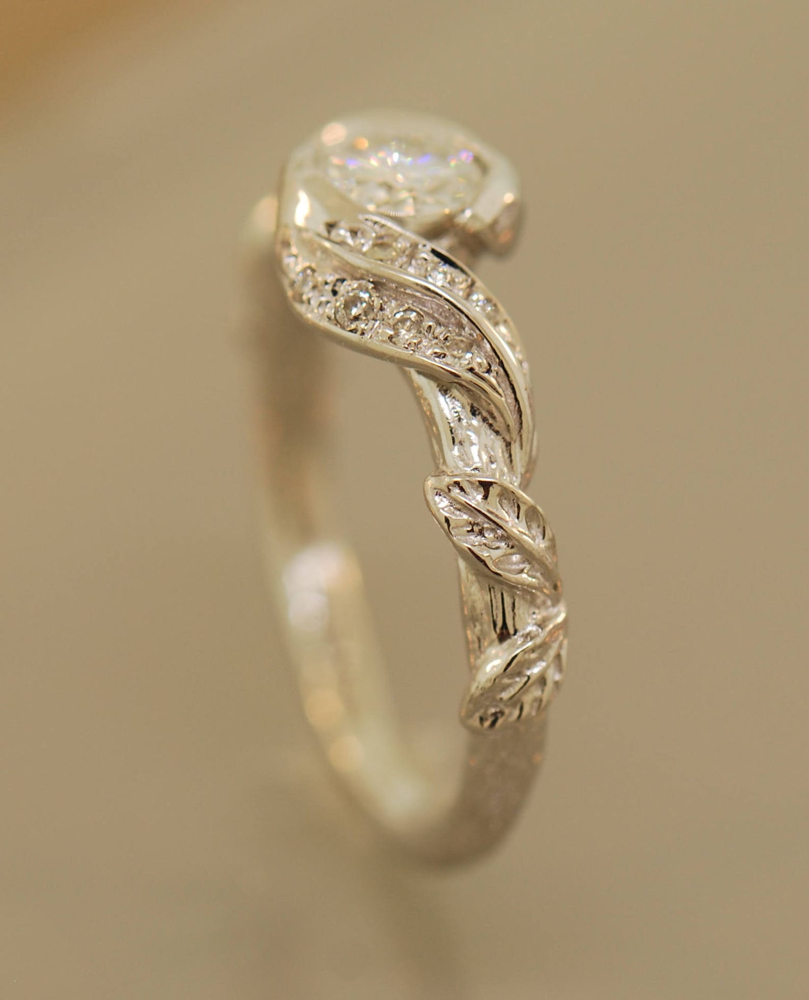 Engagement Ring Alternative Engagement Ring Leaf Engagement Etsy