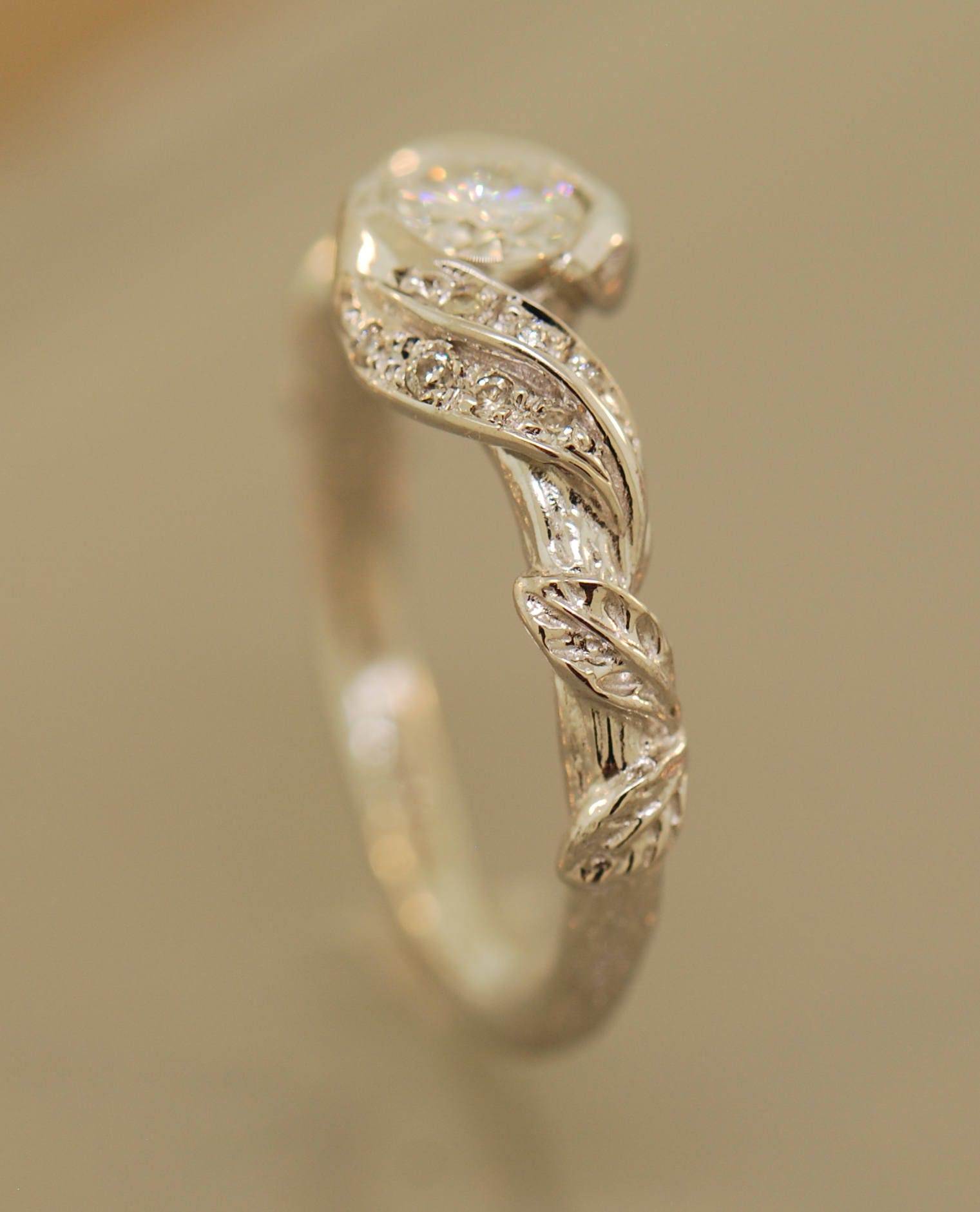 Engagement Ring Alternative Engagement Ring Leaf Engagement Etsy