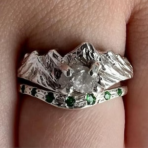 Avalanche,Mountain ring, sculpted mountain ring, Mountain Jewelry, landscape ring, raw stone ring, raw diamond ring, raw diamond ring,