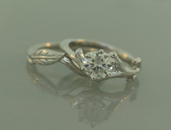Leaf Engagement Set Twig Ring Gold Leaf Engagement Ring
