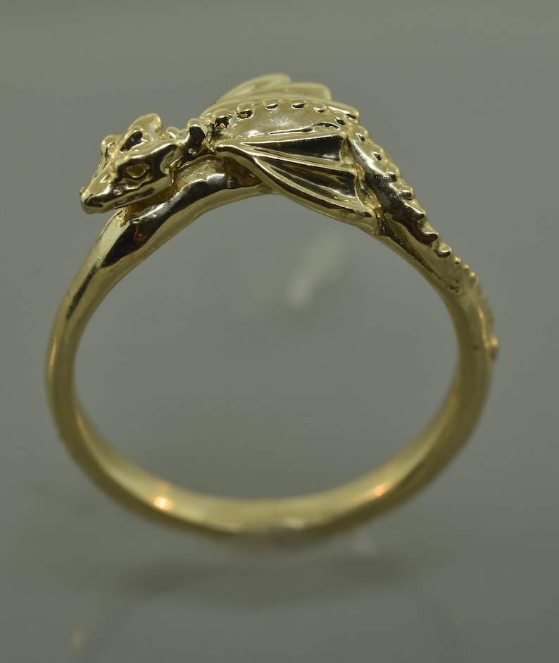 14 Karat Gold Baby Dragon Ring: Elvish Engagement Ring image 7