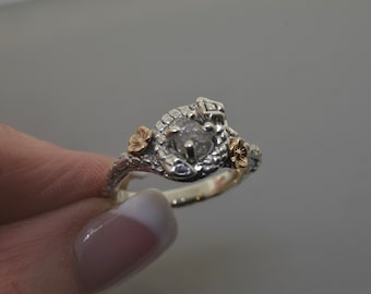 Snake twins, Raw diamond ring, Snake ring, Rose gold ring, Gold snake ring, Raw stone ring, Cherry Blossom ring, Silver snake ring,