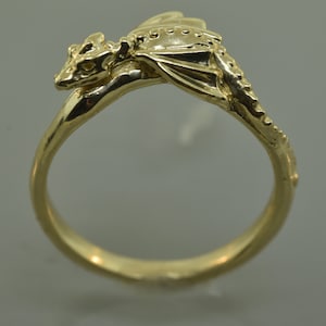 14 Karat Gold Baby Dragon Ring: Elvish Engagement Ring image 5