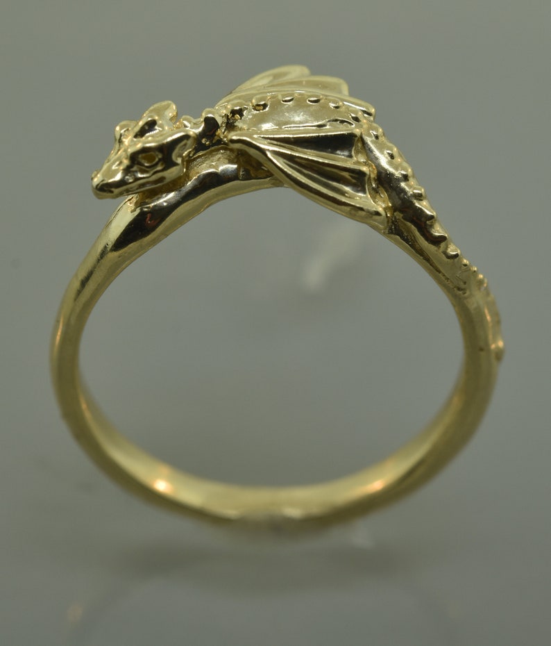 14 Karat Gold Baby Dragon Ring: Elvish Engagement Ring image 5