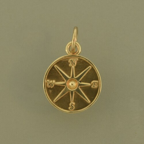 14 Karat Gold Compass Charmcompass14k 