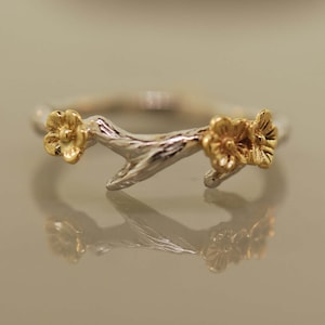 Cherish Ring, Cherry Blossom Branch Band,twig ring,branch ring,alternative engagement ring,wedding ring, gold twig ring,