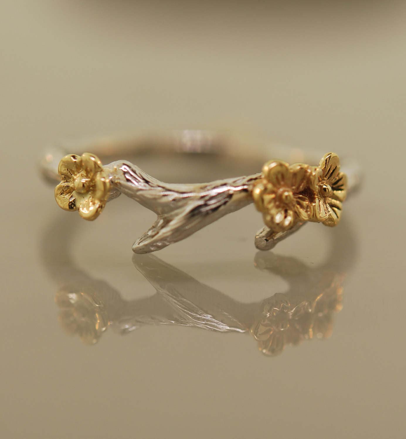 Cherry Blossom Branch Band twig ring branch ring alternative