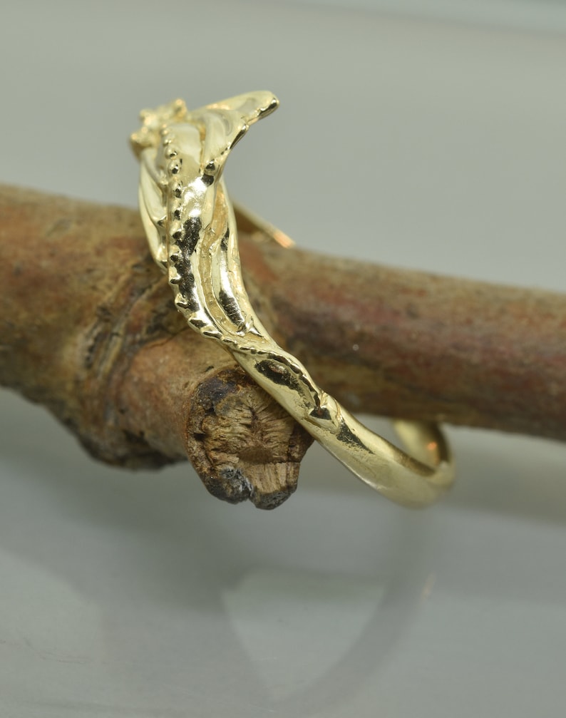 14 Karat Gold Baby Dragon Ring: Elvish Engagement Ring image 6