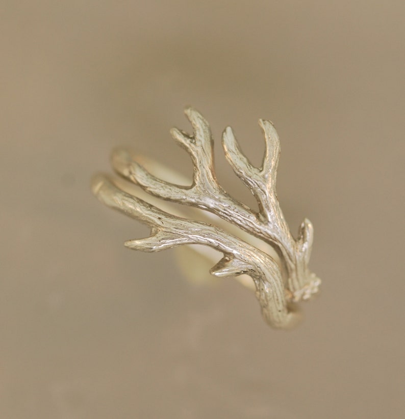 Antler Ring 2 Matching Band Antler Ring Branch Ring Twig Etsy