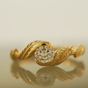 engagement ring, alternative engagement ring, leaf engagement ring, branch ring, twig ring, moissanite engagement ring, diamond twig ring