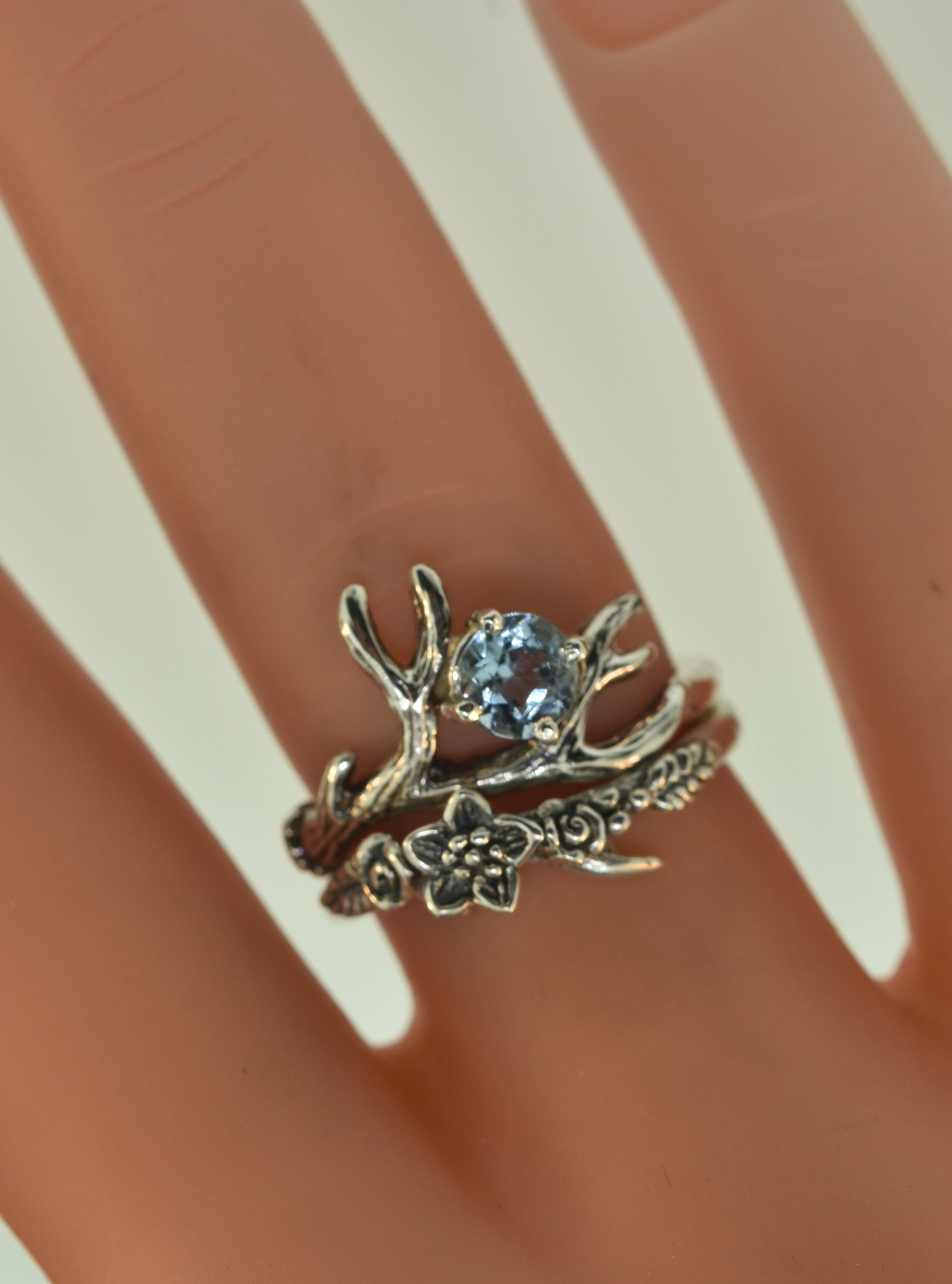 Antler 2, flower band, twig band alternative engagement ring, antler