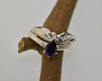 Sapphire Mountain ring, sculpted mountain ring, Nature ring, Mountain ring, Mountain Jewelry, Sapphire ring, Landscape ring, Nature inspired