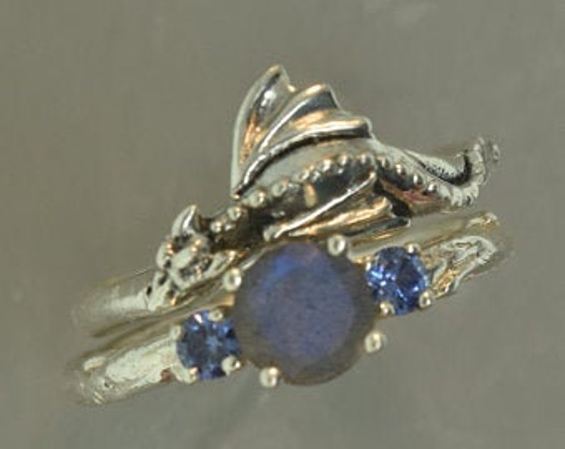 14 Karat Gold Baby Dragon Ring: Elvish Engagement Ring image 4
