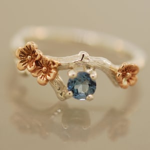 engagement ring, alternative engagement ring, leaf engagement ring, branch ring, branch band, elvish engagement ring, aquamarine ring