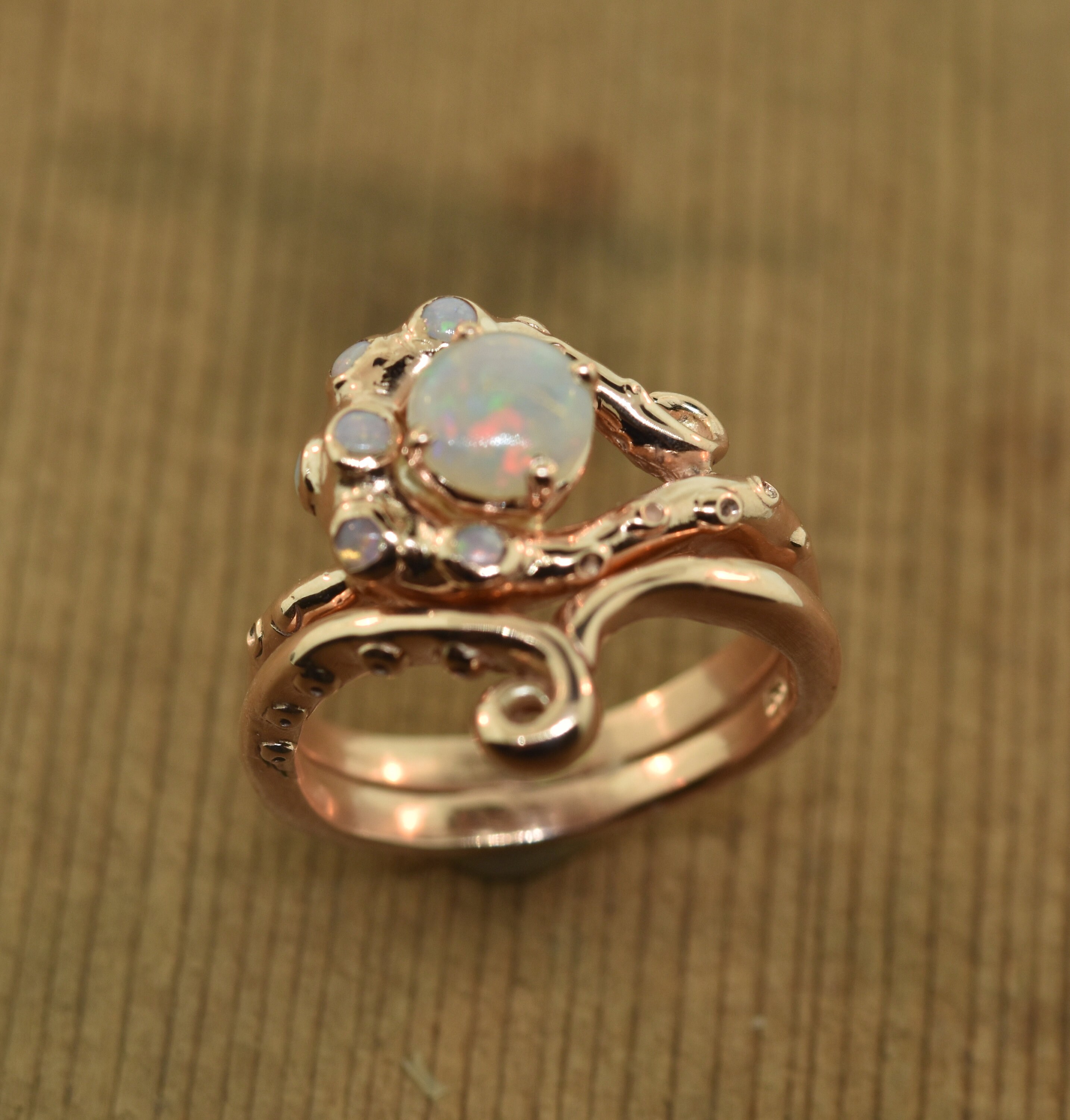 Octopus Glam Ring Australian opal stacking rings engagement ring octopus ring coral ring opal ring gold octopus ring