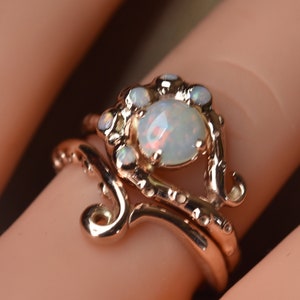 Octopus Glam Ring,  Australian opal, stacking rings, engagement ring, octopus ring, coral ring, opal ring, gold octopus ring,
