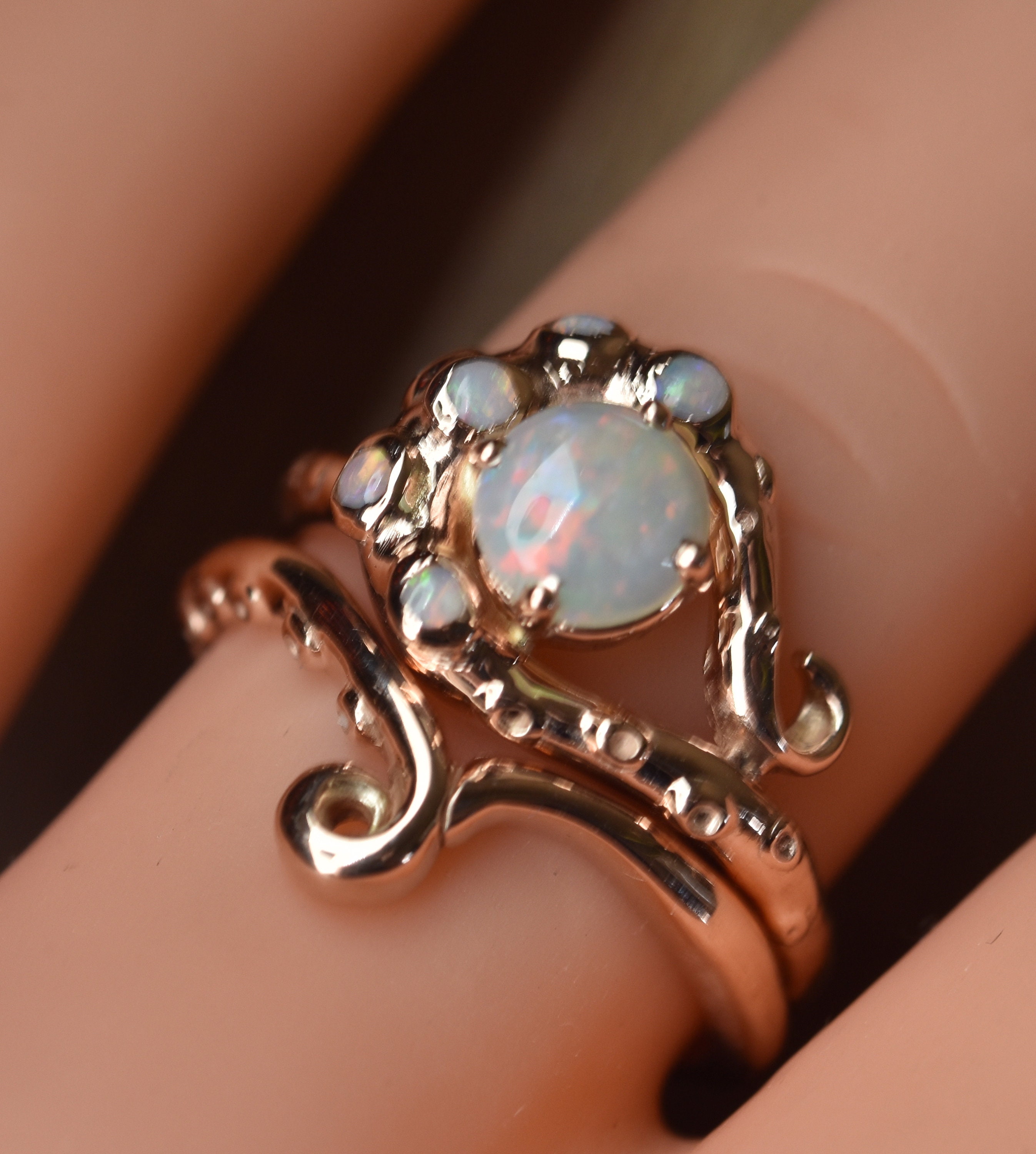 Octopus Glam Ring Australian opal stacking rings engagement ring octopus ring coral ring opal ring gold octopus ring