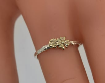 Sunflower,rose gold ring, twig ring, branch ring, flower ring, twig ring, alternative engagement ring, wedding band, real twig ring