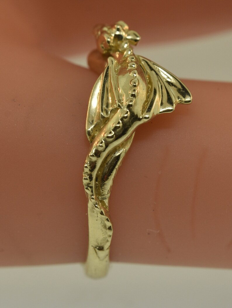 14 Karat Gold Baby Dragon Ring: Elvish Engagement Ring image 3