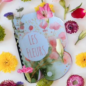 Libro Tranquilo/Libro Ocupado flores, actividades educativas para niños a partir de 2 años, actividades manuales, juegos de números, letras, y más