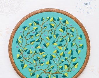 EVERBLOOM - pdf embroidery pattern, embroidery hoop art, digital download, flowers and leaves, floral hoop, houseplant, plant mom