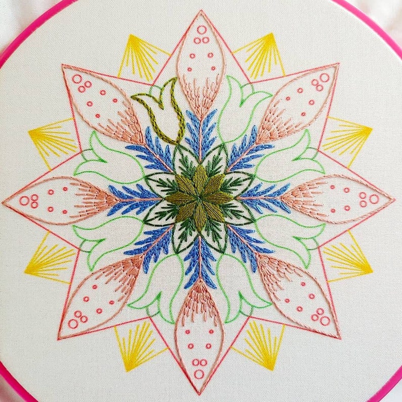 MARKET DAY - pdf embroidery pattern, embroidery hoop art, hand embroidery, mandala design, folk art, wagon wheel, stitch pattern image 5