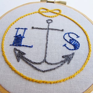 HOLD FAST pdf embroidery pattern custom initials and anchor, nautical, anchor embroidery pattern, nautical design, by cozyblue on etsy image 3