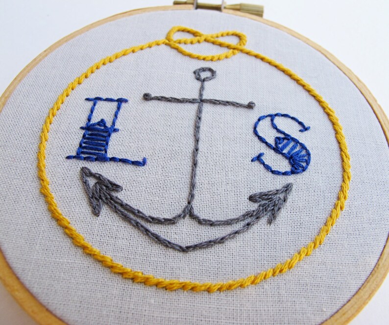 HOLD FAST pdf embroidery pattern custom initials and anchor, nautical, anchor embroidery pattern, nautical design, by cozyblue on etsy image 3