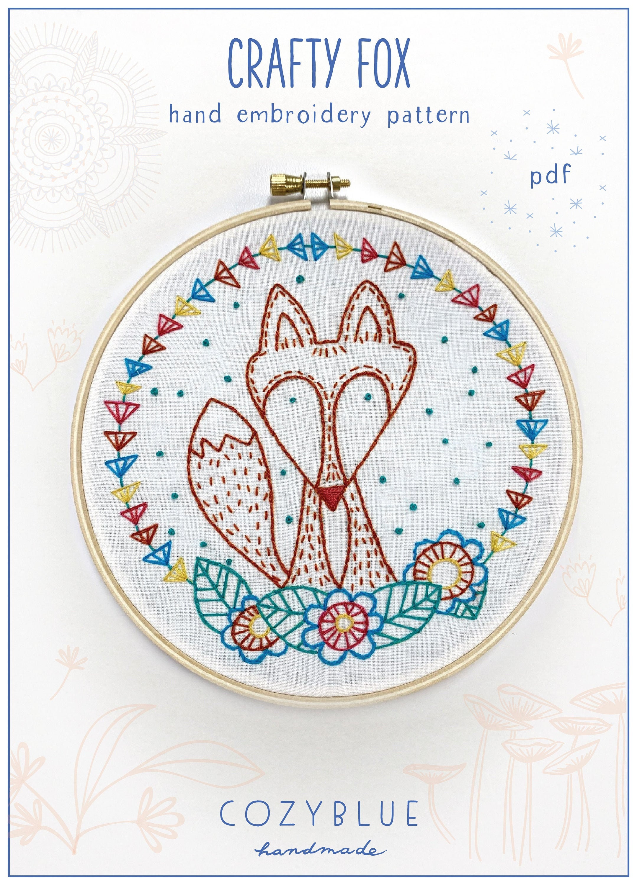 CRAFTY FOX pdf embroidery pattern fox embroidery design Etsy
