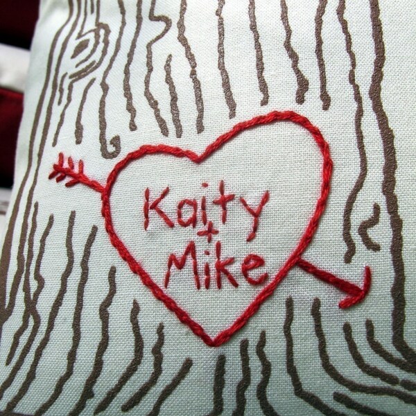 custom heart -- tree print pillow cover -- personalized with your names or initials