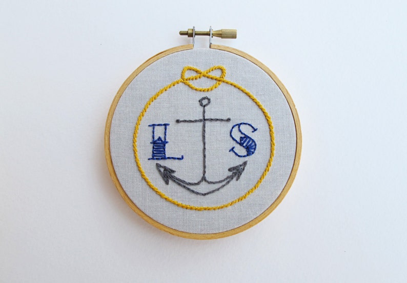 HOLD FAST pdf embroidery pattern custom initials and anchor, nautical, anchor embroidery pattern, nautical design, by cozyblue on etsy image 5