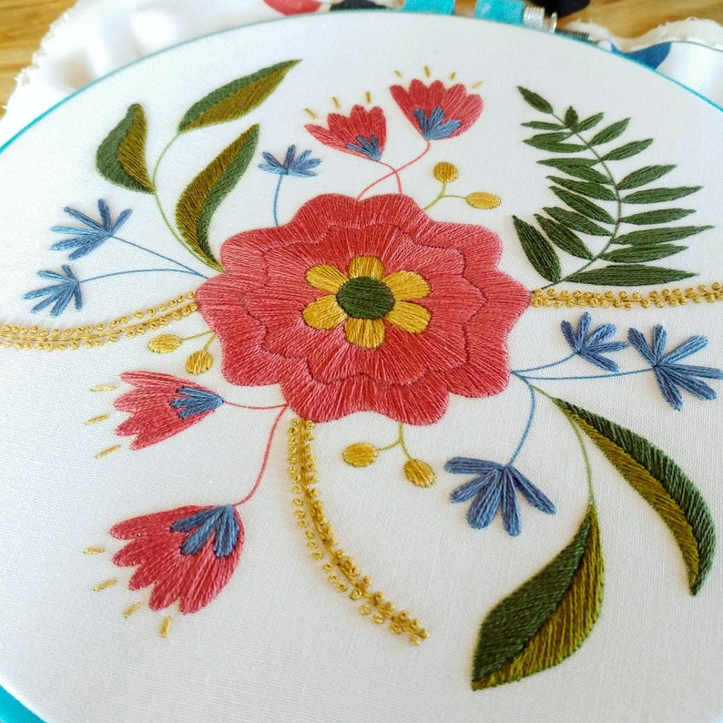 APRIL FLOWERS pdf embroidery pattern, embroidery hoop art, floral bouquet, may flower, floral stitching, embroidered flowers black outline image 6