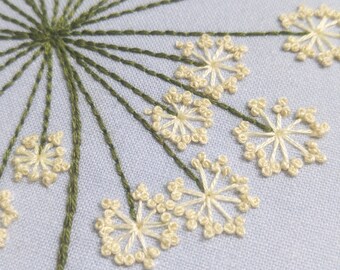 QUEEN ANNES LACE - Pdf Embroidery Pattern, Embroidery Hoop Art